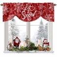 thumbnail image 1 of Winter Snow Tie Up Valances Curtain, Christmas Snowflakes Red Vintage Decoration Adjustable Rod Pocket Short Window Treatment Tie Up Curtains Valances for Kitchen Living Room Bathroom 54x18 Inches, 1 of 9