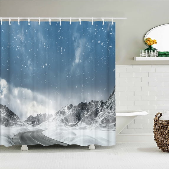 Winter Snow Tree Shower Curtains Decoration Waterproof Fabric Natural Scenery Bath Curtain Bathroom Door large 240X180 Screen