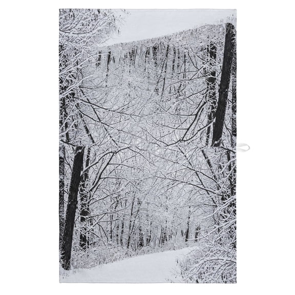Winter Snow-covered Trees Kitchen Towels Dish Towel Pack of 1 Natural Landscape Snow Path Soft Dish Cloth Set Absorbent Dishcloth for Drying Dishes, Hand Towels 18 x 28 Inches