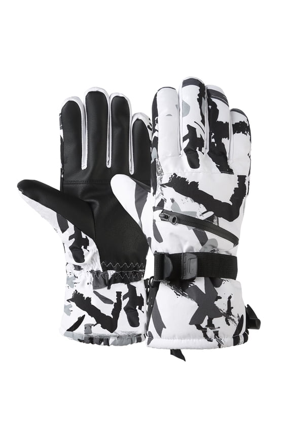 Winter Snowboard Ski Gloves PU Leather Non-slip Touch Screen Waterproof Motorcycle Cycling Fleece Warm Snow Gloves Unisex ,Easy to Wear