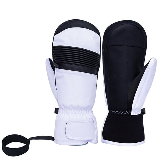 Winter Snowboarding Gloves Outdoor Windproof and Warm Gloves Waterproof Touch-Screen Ski Gloves Black+White