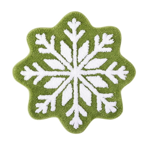 Winter Snowflake Bathroom Rug Snowflake Bath Mat Non Washable Rugs Welcome Decorative White Gray Doormat for Home Xmas Kitchen Decor Holiday Decorations,26inch - Green