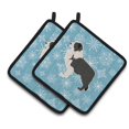 thumbnail image 1 of Winter Snowflake Black Border Collie Pair of Pot Holders, 1 of 1