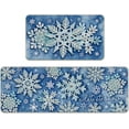 thumbnail image 1 of Winter Snowflake Blue Kitchen Rugs Set of 2, Let It Snow Kitchen Mats Decor, Seasonal Floor Door Mat Home Decorations - 17x30 and 17x47 Inch, 1 of 6