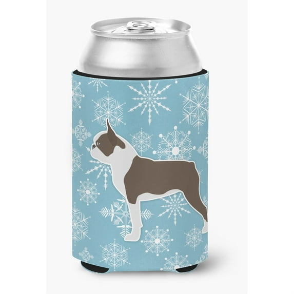 Winter Snowflake Boston Terrier Can or Bottle Hugger