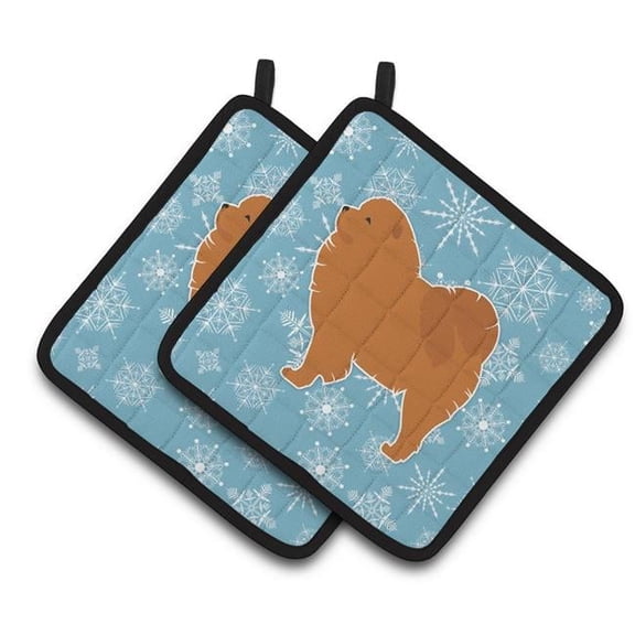 Winter Snowflake Chow Chow Pair of Pot Holders