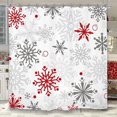 thumbnail image 1 of Winter Snowflake Christmas Bathroom Shower Curtain 71W by 71H Inch Snow Xmas Red Gray Holiday New Year Polyester Fabric 12 Plastic Hooks Waterproof Decor, 1 of 6