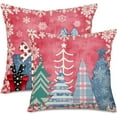 thumbnail image 1 of Winter Snowflake Christmas Tree Gifts Throw Pillow Covers 20x20 Inch Pink Xmas Trees Gift Winter Holiday Star Buffalo Plaid Pillows Cushion Case Decoration for Sofa Couch Set of 2, 1 of 6