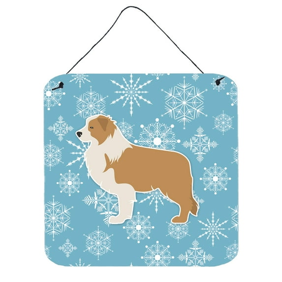 Winter Snowflake Design with Dog Art Wall or Door Hanging Prints