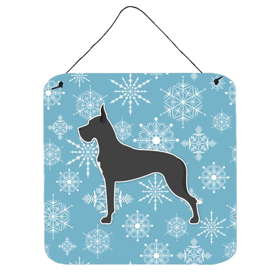 Winter Snowflake Design with Dog Art Wall or Door Hanging Prints