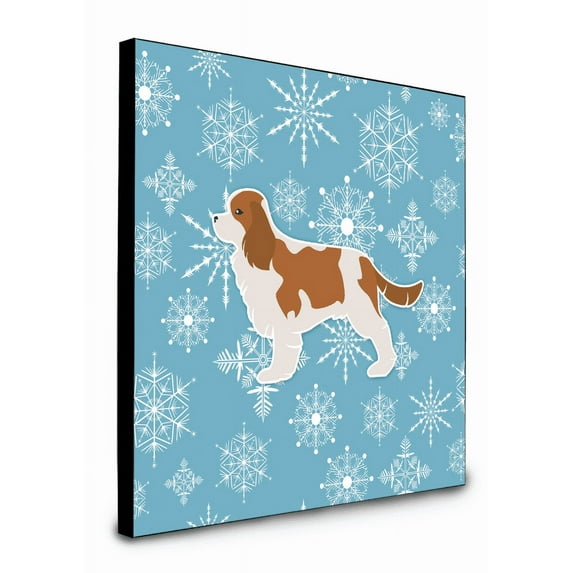 Carolines Treasures BB3549UP88 8 x 8 x 0.625 in. Winter Snowflake Cavalier King Charles Spaniel Artwork Panel Wall Decor