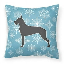 Winter Snowflake Dog Profile Art Fabric Decorative Pillow