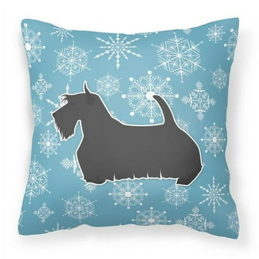 Winter Snowflake Dog Profile Art Fabric Decorative Pillow