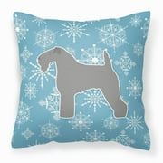 Winter Snowflake Dog Profile Art Fabric Decorative Pillow