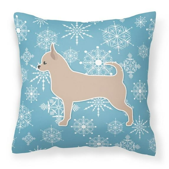 Winter Snowflake Dog Profile Art Fabric Decorative Pillow