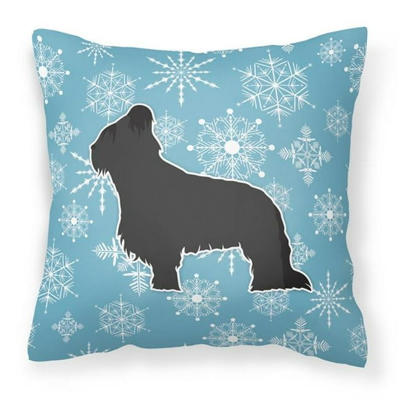 Winter Snowflake Dog Profile Art Fabric Decorative Pillow