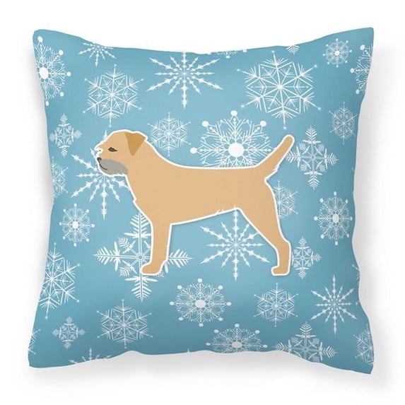 Winter Snowflake Dog Profile Art Fabric Decorative Pillow