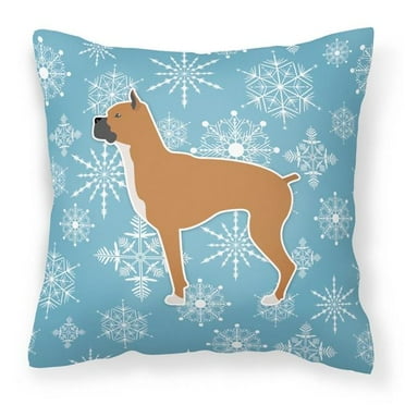 Winter Snowflake Dog Profile Art Fabric Decorative Pillow