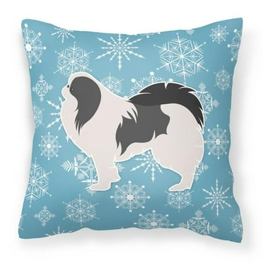 Winter Snowflake Dog Profile Art Fabric Decorative Pillow