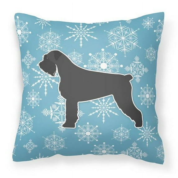 Winter Snowflake Dog Profile Art Fabric Decorative Pillow