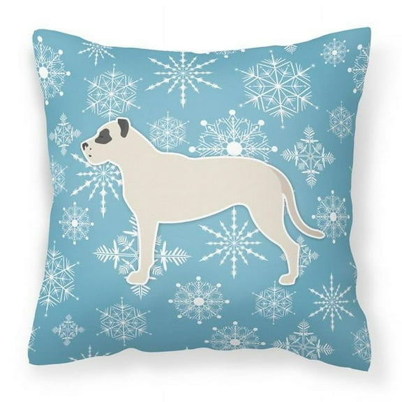 Winter Snowflake Dog Profile Art Fabric Decorative Pillow