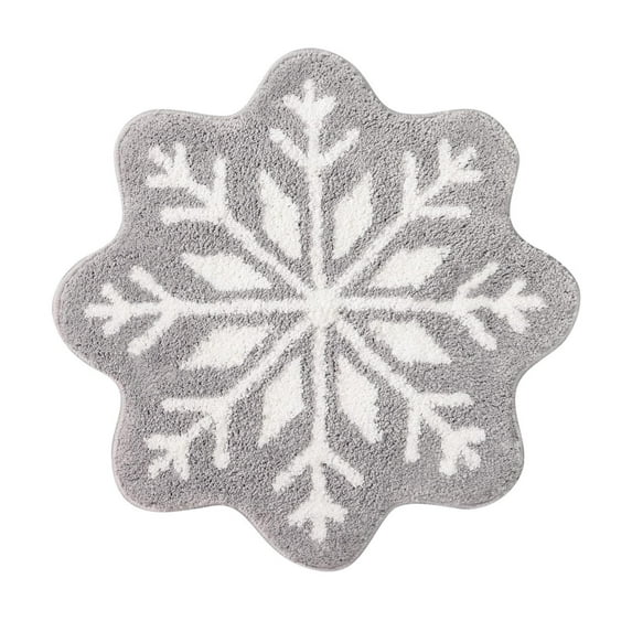 Winter Snowflake Doormat 26.4x26.4 Inches, Non-Slip Rubber Backing, Washable, for Indoor Outdoor Entrance, Home Bathroom, Holiday Decor