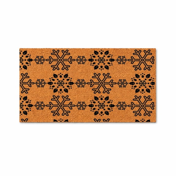 Winter Snowflake Doormat, Black Snowflake Pattern, Welcome Entryway Rug, Outdoor Indoor Front Door Mat, Winter Decor 3201 (24x48 inches) 3201