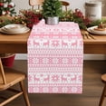 thumbnail image 1 of Winter Snowflake Elk Table Runner 13x90in Non-Slip Cotton Linen Table Runners, Watercolor Pink Striped Dresser Scarves TableRunner for Dinner Kitchen Dining Wedding Party, 1 of 9