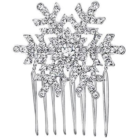 Winter Snowflake Hair Side Comb Clear Austrian -Tone