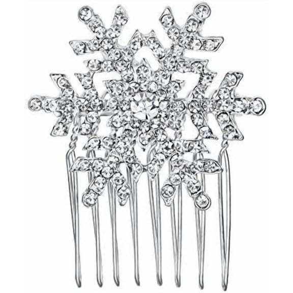 Winter Snowflake Hair Side Comb Clear Austrian -Tone