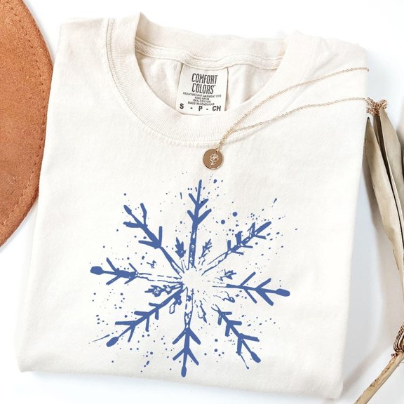Winter Snowflake Holiday Comfort Colors T-Shirt Christmas Tee for Women