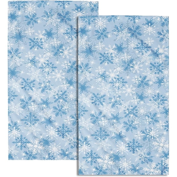 Winter Snowflake Kitchen Towels Set of 2 Blue Christmas Snowflake Pattern Absorbent Hand Towels for Home Bathroom Kitchen Hotel Gym Spa Winter Xmas Holiday Decor