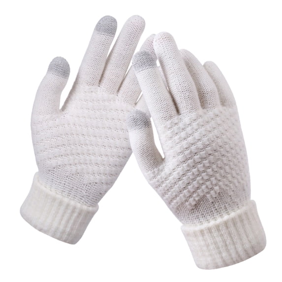 Winter Snowflake Knitted Gloves for Men and Women with Touchscreen Mobile Phone Printing Design Warm Thick Fashionable Cold Weather Accessory