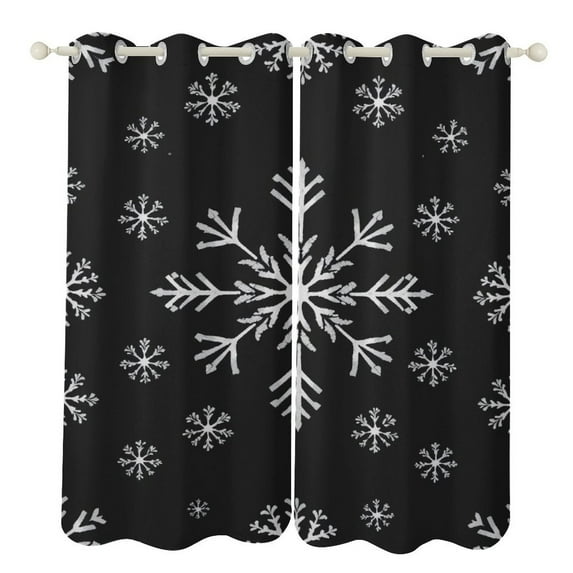 Winter Snowflake Pattern Curtains Outdoor Decor Curtain Panels With Grommets Window Treatment