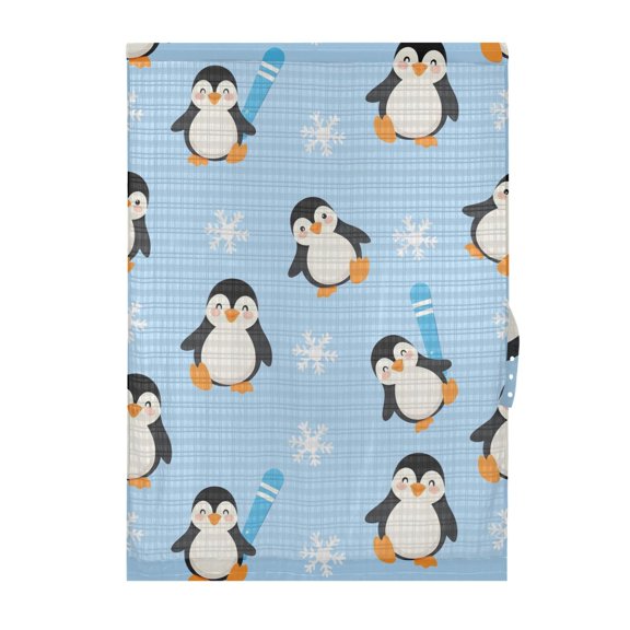 Winter Snowflake Penguin Pattern Door Curtain Sheer Privacy Light Filtering Window Panel 1 Panel 25x40 Inch