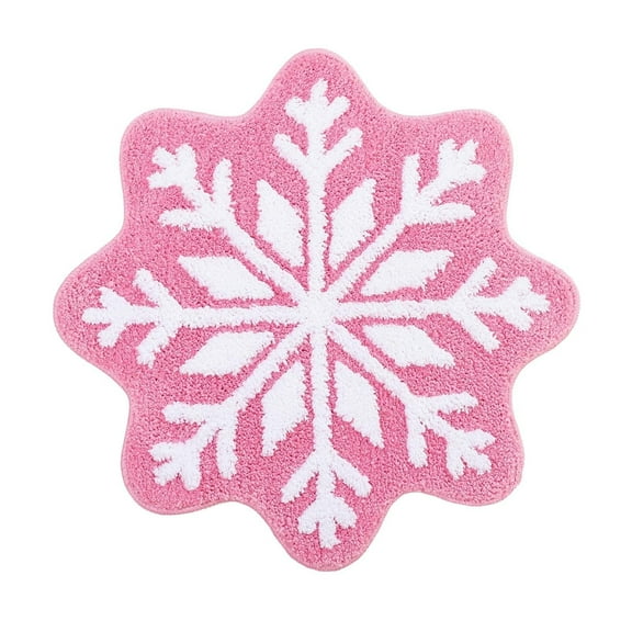 Winter Snowflake Rug, 26.4'' Christmas Snowflake Door Mat, Non-Slip Washable Welcome Mat, Cute Indoor & Outdoor Winter Doormat for Home & Bathroom