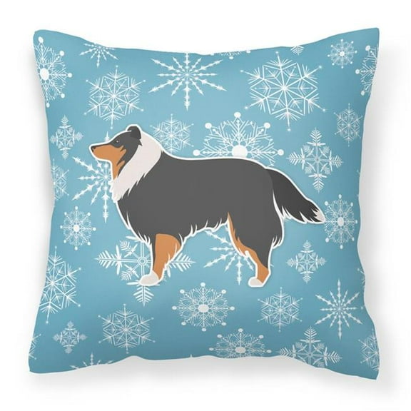 Winter Snowflake Sheltie/Shetland Sheepdog Fabric Decorative Pillow