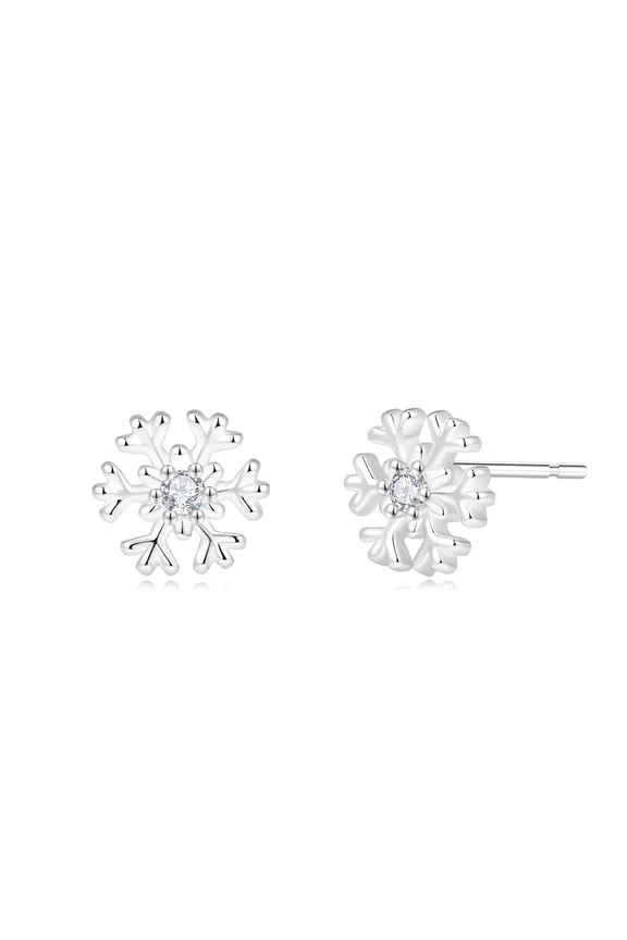 Silver Snowflake Stud Earrings; Winter Christmas Snow; S925 All Ages