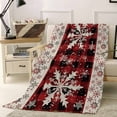 thumbnail image 1 of Winter Snowflake Throw Flannel Blanket 50x80In Christmas Red Black Plaid Vintage Silhouette Super Soft Cozy Bed Blanket, Lightweight Plush Fuzzy Bed Throw for Bedroom Sofa Couch Living Room, 1 of 4