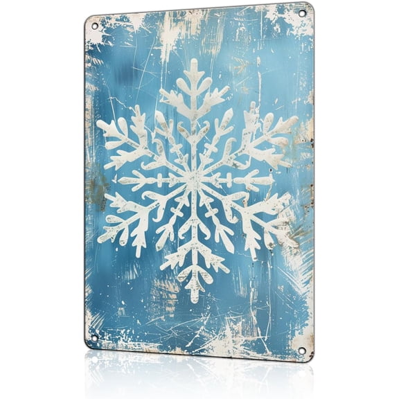 Winter Snowflake Vintage Metal Tin Sign Winter Christmas Wall Decor Retro Snowflake Sign for Home Living room Bedroom Outdoor Outside Porch Rustic Wall Decoration 8x12 inch