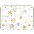 thumbnail image 1 of Winter Snowflake White Dish Drying Mat for Kitchen Countertop 16x18 Christmas Snow Golden Xmas Small Drying Mat Reusable Quick Dry Dish Sink Mats Easy Clean Decorative Essentials, 1 of 7