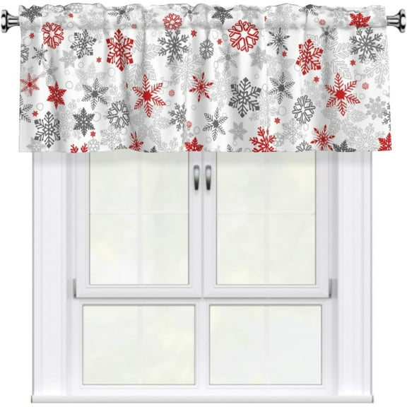 Winter Snowflake Window Curtains 54 x 18 Inch Holiday Snow Kitchen Living Room Valance with 3 inch Rod Pocket Seasonal Farmhouse Bedroom Home Windows Decor