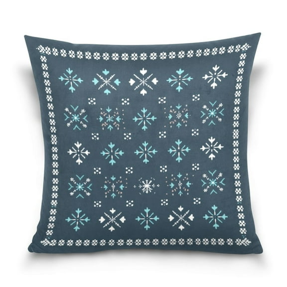 Winter Snowflakes 16x16 Inch Plush Velvet Pillowcase Double Sided Print, Hidden Zipper