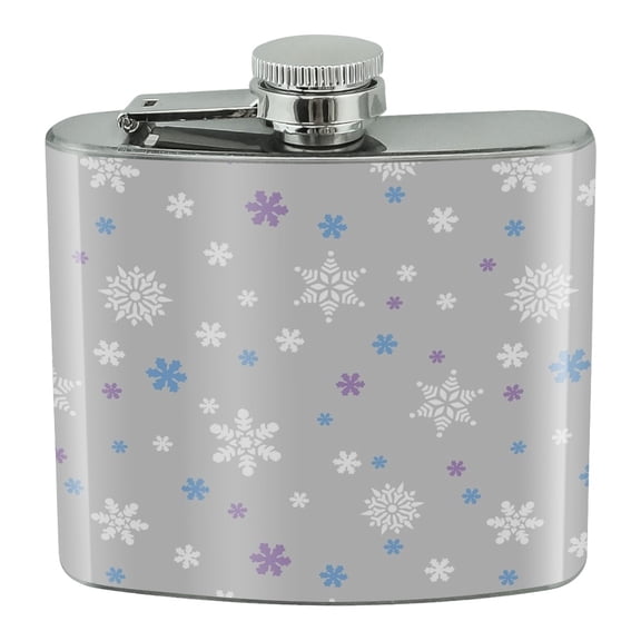 Winter Snowflakes Blue Purple Gray Stainless Steel 5oz Hip Drink Kidney Flask