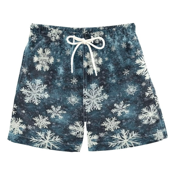 Winter Snowflakes Boys Swim Trunks Quick Dry Boy Swim Shorts for 3-14 Years