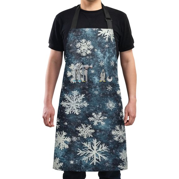 Winter Snowflakes Chef Kitchen Apron with Pockets for Women Waterproof Aprons for Cooking Baking