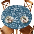 thumbnail image 1 of Winter Snowflakes Floral Fitted Round Tablecloths Elastic Edged Table Covers 45"-54",Waterproof Table Cloth for Kitchen Holiday Party Tables Decor, 1 of 9