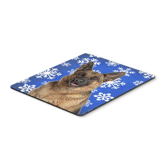 "Winter Snowflakes Holiday German Shepherd Mouse Pad Hot Pad or Trivet"