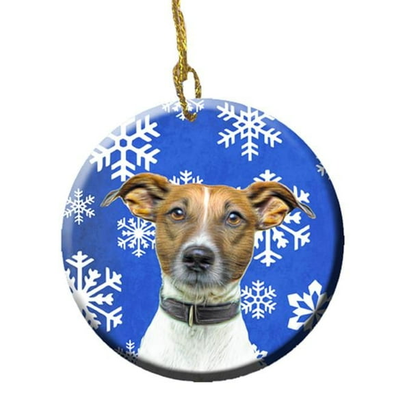 Winter Snowflakes Holiday Jack Russell Terrier Ceramic Ornament