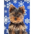 thumbnail image 1 of Winter Snowflakes Holiday Yorkie Puppy & Yorkshire Terrier Flag Canvas House Size, 1 of 1